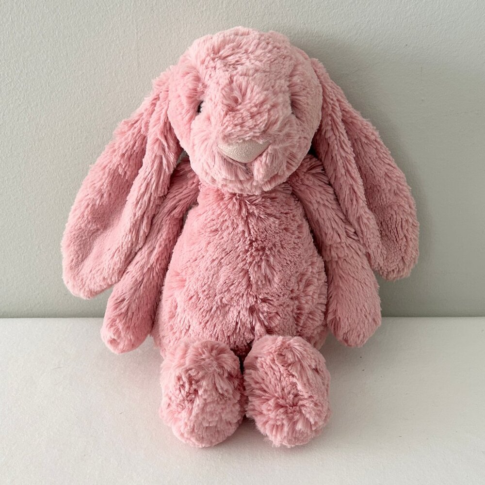 JELLYCAT Pink Bashful Bunny PETAL White Tail 12” Stuffed Animal Toy Easter